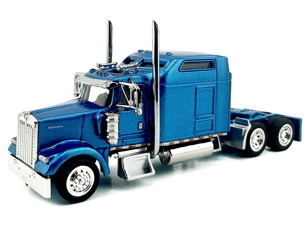 Kenworth W900L Truck Tractor with Sleeper Cab Blue Metallic 1/87 (HO) Scale Plastic Model Car by HO Logistics-1