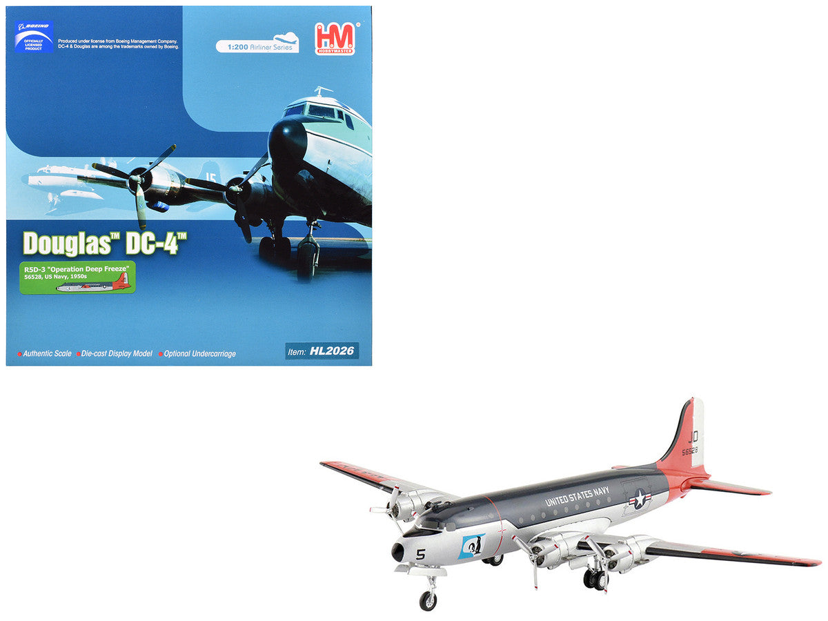 Douglas R5D-3 Skymaster Transport Aircraft "Operation Deep Freeze" (1950s) United States Navy "Airliner Series" 1/200 Diecast Model by Hobby Master-4