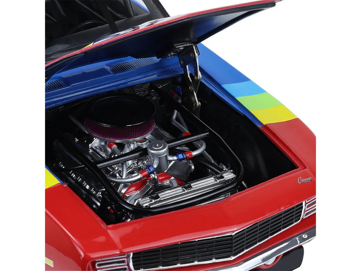 1969 Chevrolet Camaro #24 Jeff Gordon "Hendrick Motorsports First Win Tribute" Blue and Red with Rainbow Stripes 1/18 Diecast Model Car by Highway 61-2