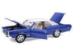 1966 Pontiac GTO Barrier Blue with White Top and Interior 1/18 Diecast Model Car by Highway 61-1