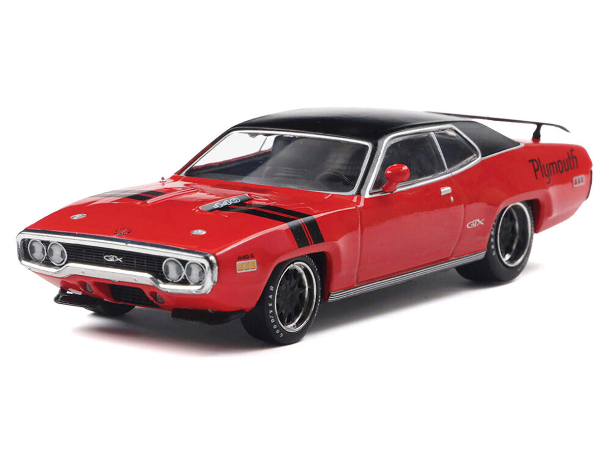 1971 Plymouth GTX Rally Red with Black Top and Stripes 1/43 Diecast Model by IXO Models-1