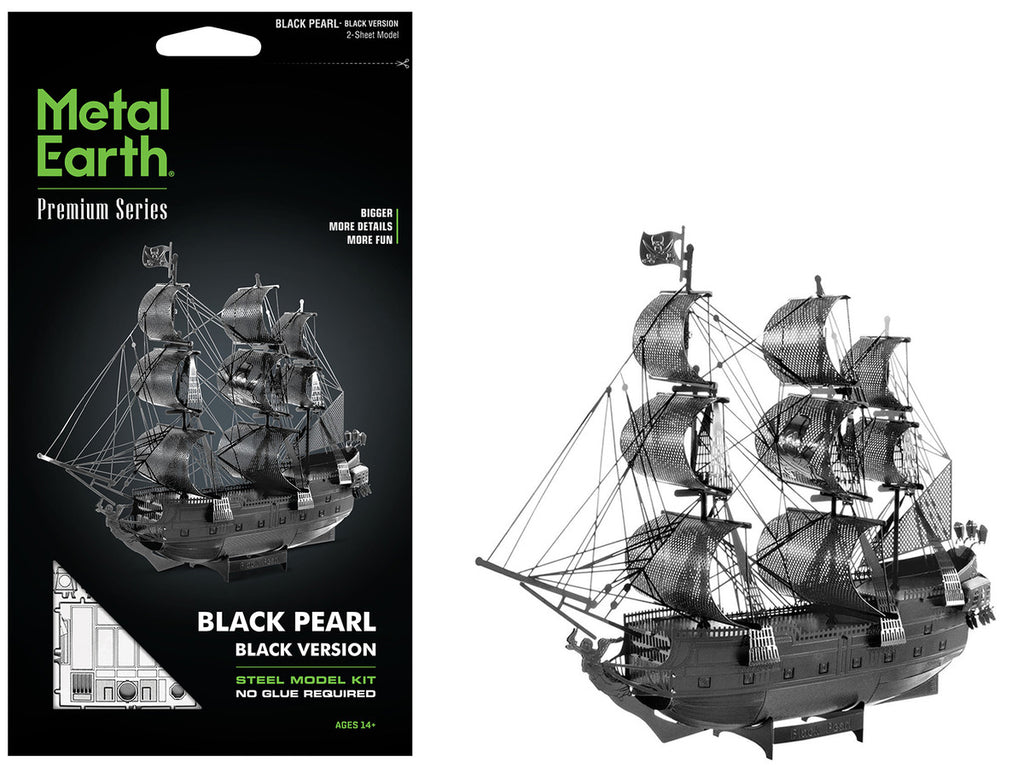 Model Kit Black Pearl Ship Black Version (Moderate Difficulty) Steel Model by Metal Earth-4