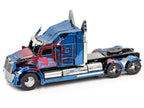 Model Kit Western Star 5700 Truck "Optimus Prime" Blue with Red Flames "Transformers: The Last Knight" (2017) Movie (Moderate Difficulty) Steel Model by Metal Earth-1
