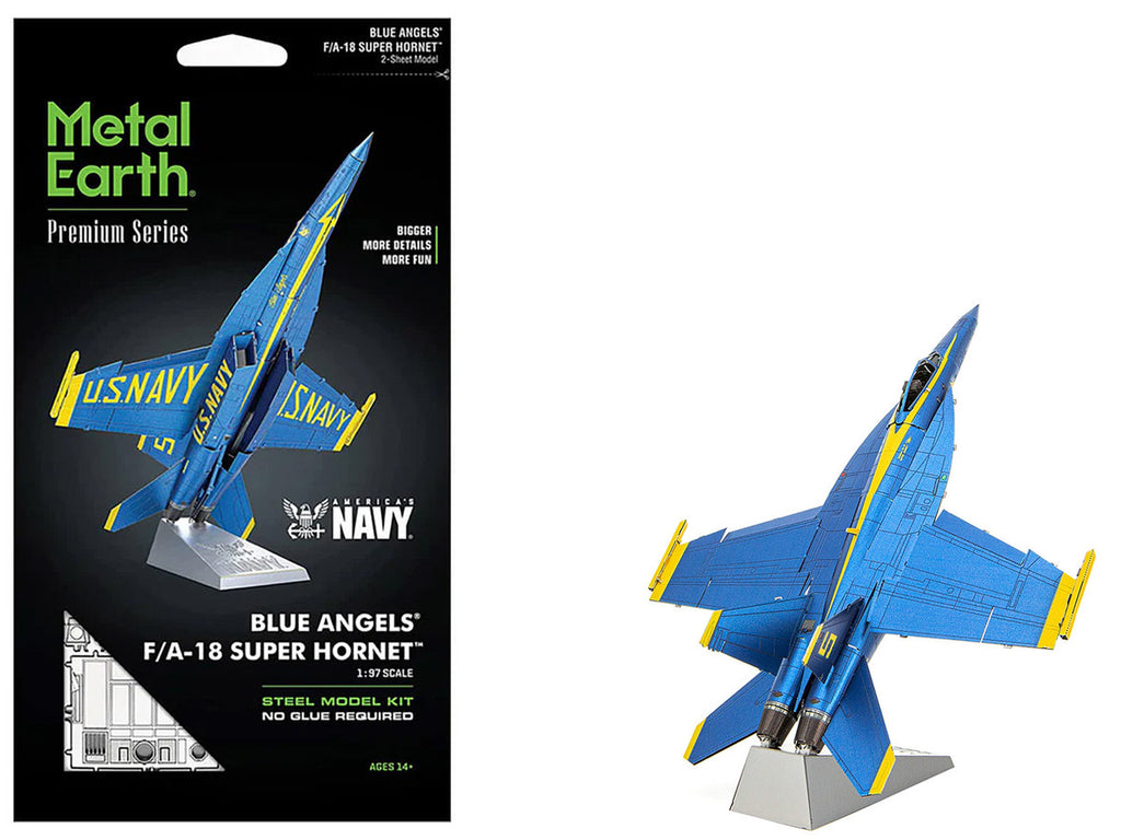 Model Kit Boeing F/A-18 Super Hornet Fighter Aircraft "Blue Angels #5" United States Navy (Challenging Difficulty) Steel Model by Metal Earth-4