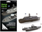 Model Kit USS Monitor and USS Merrimack Ironclad Warships "Battle of the Ironclads" (Challenging Difficulty) Steel Model by Metal Earth-4