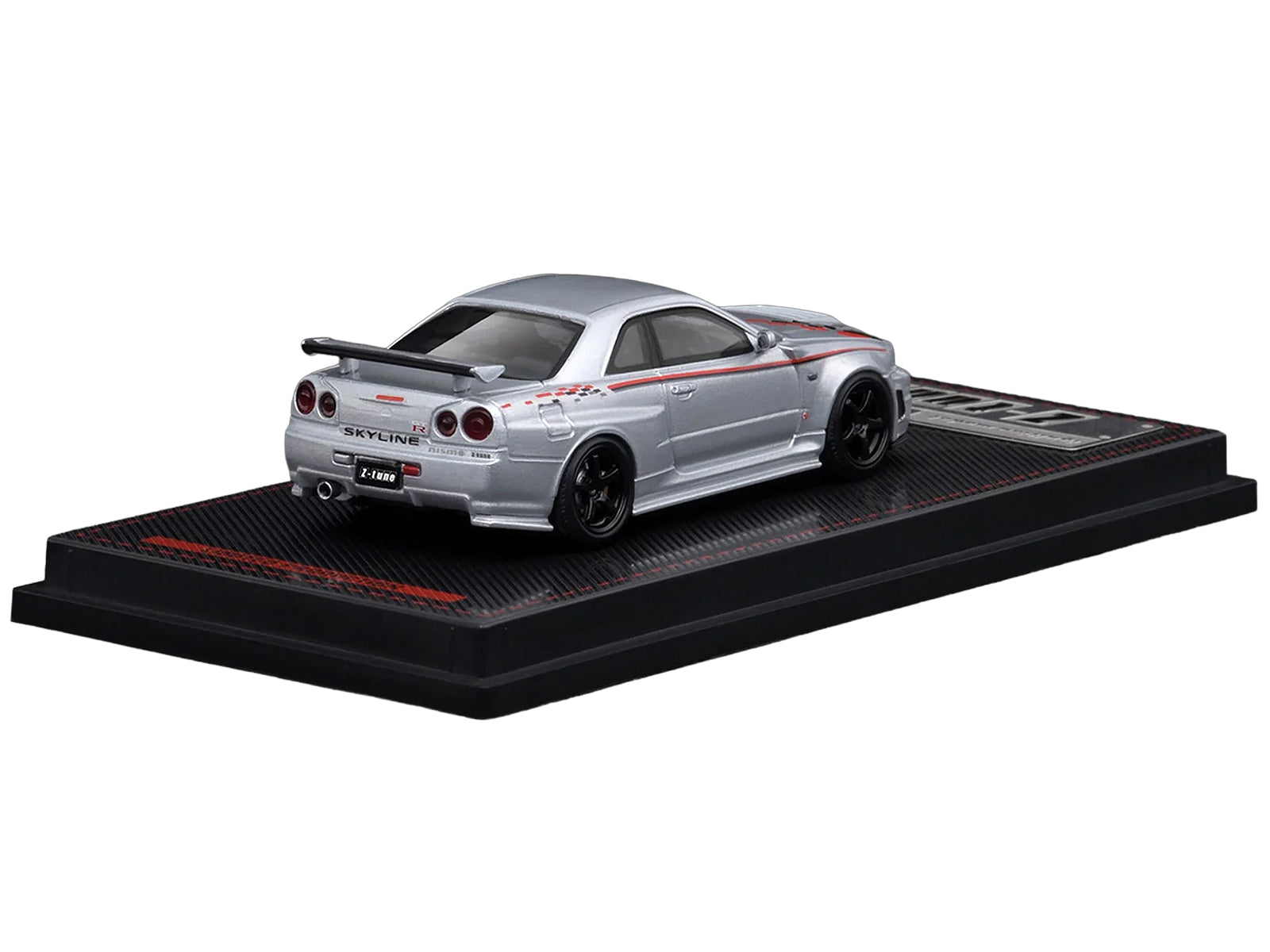Nissan Skyline GT-R (BNR34) Z-Tune Nismo RHD (Right Hand Drive) Silver Metallic with Graphics 1/64 Diecast Model Car by Ignition Model