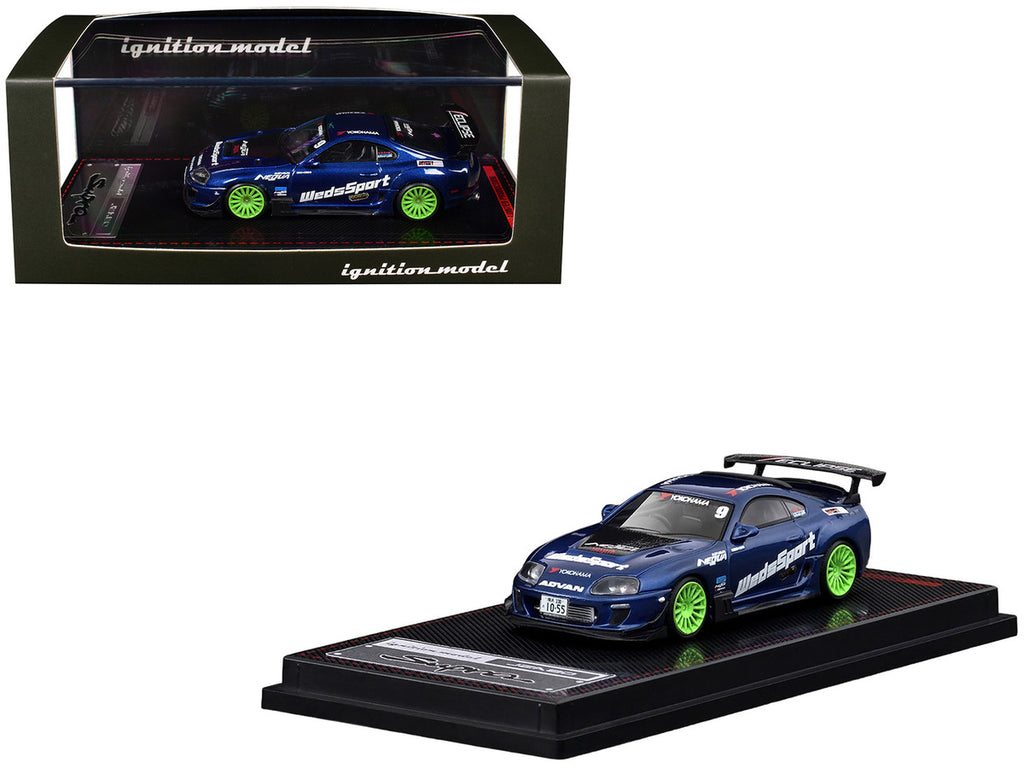 Toyota Supra (JZA80) RZ RHD (Right Hand Drive) #9 "WedsSport" Blue Metallic with Graphics 1/64 Diecast Model Car by Ignition Model-0