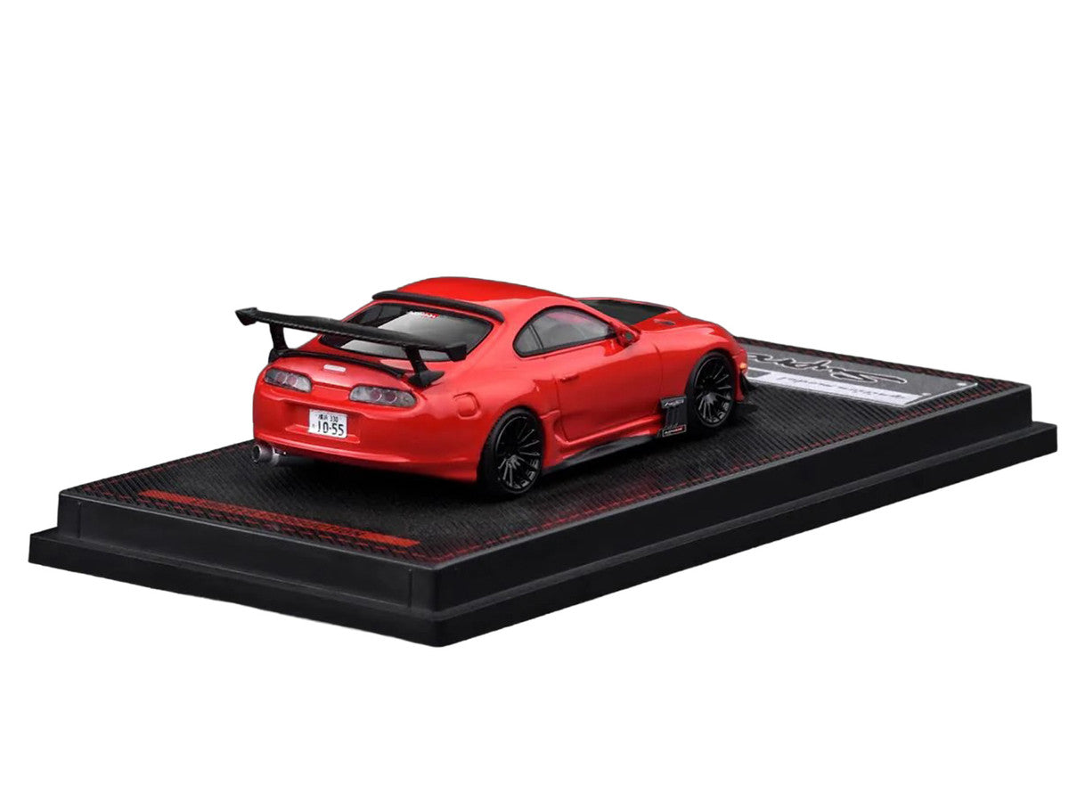 Toyota Supra (JZA80) RZ RHD (Right Hand Drive) Red with Carbon Hood 1/64 Diecast Model Car by Ignition Model-2
