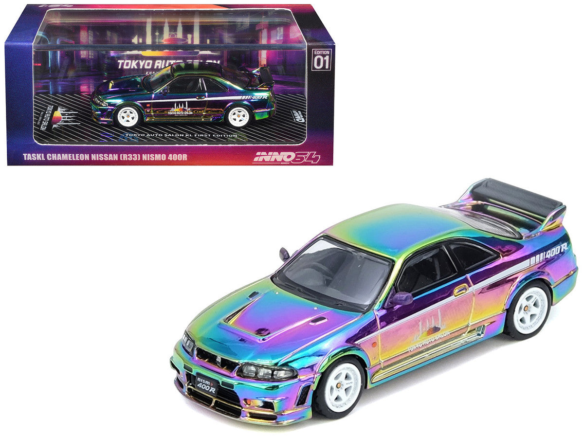 Nissan Skyline GT-R (R33) Nismo 400R RHD (Right Hand Drive) Chameleon "Tokyo Auto Salon Kuala Lumpur First Edition" 1/64 Diecast Model Car by Inno Models-4