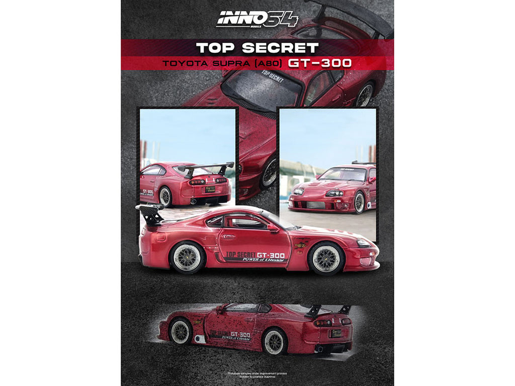 Toyota Supra (A80) "Top Secret" GT300 RHD (Right Hand Drive) Red Metallic 1/64 Diecast Model Car by Inno Models-3