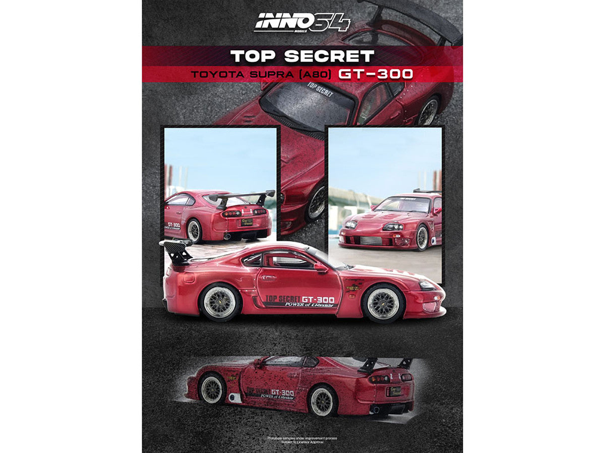 Toyota Supra (A80) "Top Secret" GT300 RHD (Right Hand Drive) Red Metallic 1/64 Diecast Model Car by Inno Models-3