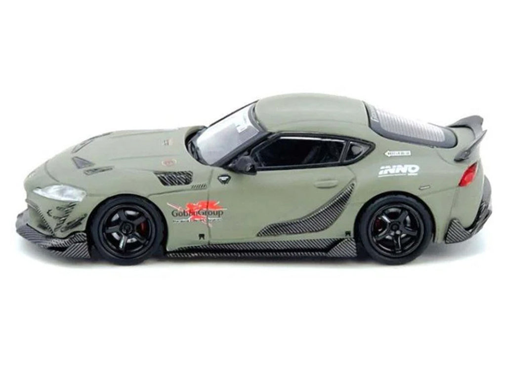Toyota Supra (A90) "DarwinPro" Matt Green with Carbon Accents 1/64 Diecast Model Car by Inno Models-1