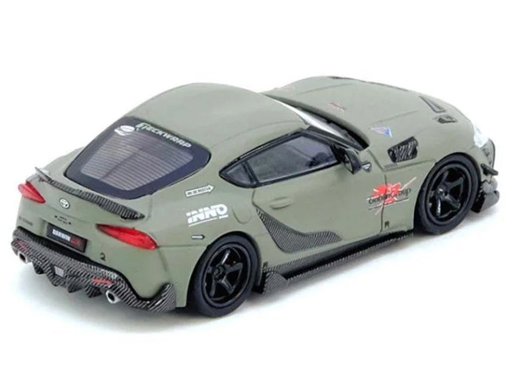 Toyota Supra (A90) "DarwinPro" Matt Green with Carbon Accents 1/64 Diecast Model Car by Inno Models-3