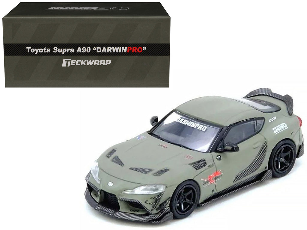 Toyota Supra (A90) "DarwinPro" Matt Green with Carbon Accents 1/64 Diecast Model Car by Inno Models-4