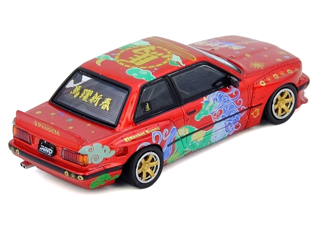 Pandem Rocket Bunny E30 "Year of the Horse - Chinese New Year 2026 Special Edition" Red Metallic with Graphics Limited Edition to 8888 pieces Worldwide 1/64 Diecast Model Car by Inno Models-2