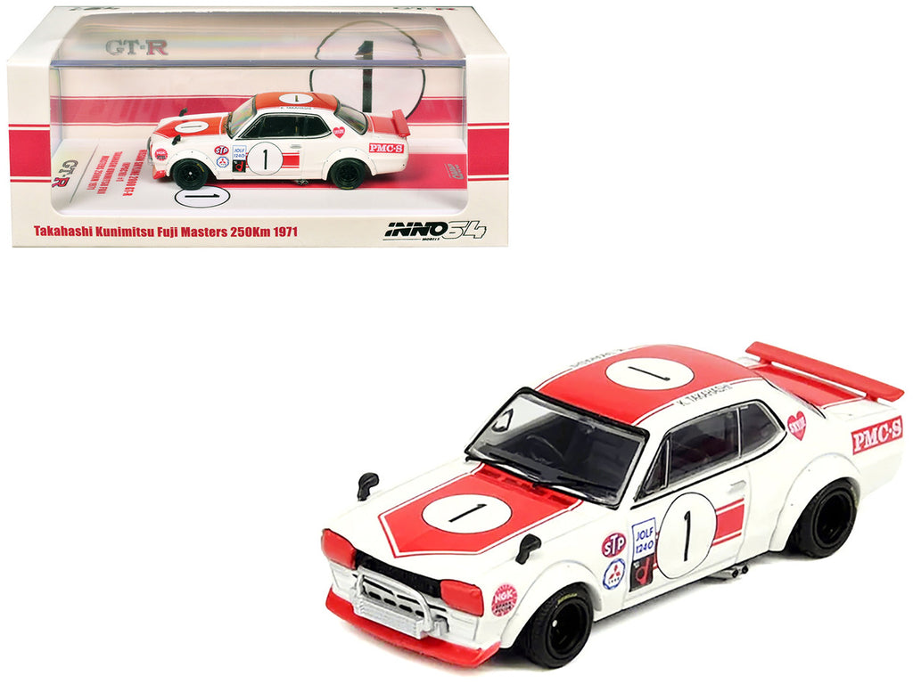 Nissan Skyline 2000 GT-R (KPGC10) #1 RHD (Right Hand Drive) Takahashi Kinimitsu "Fuji Masters 250km" (1971) 1/64 Diecast Model Car by Inno Models-3
