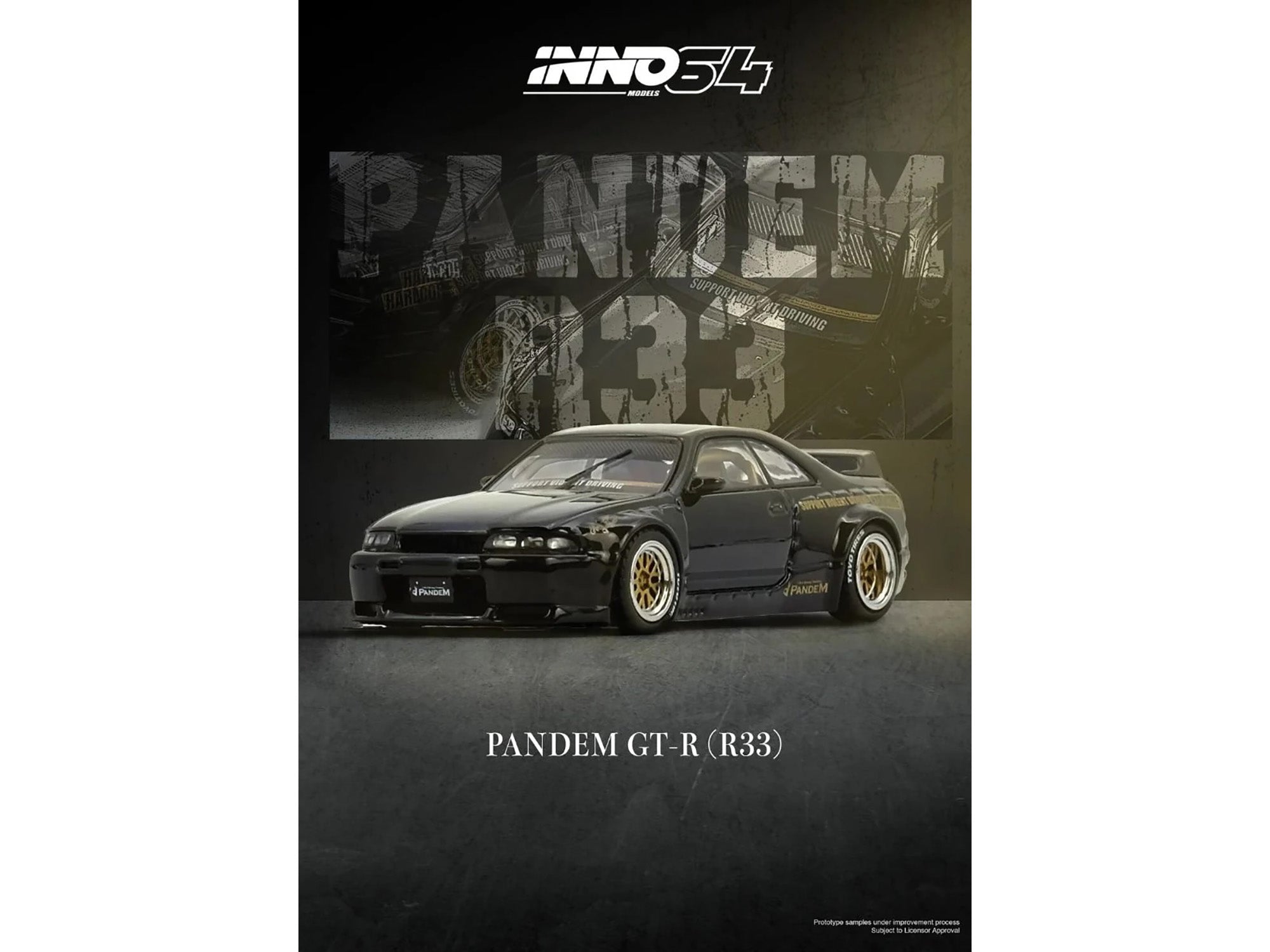 Nissan Skyline GT-R (BCNR33) RHD (Right Hand Drive) "Pandem - Rocket Bunny" Black 1/64 Diecast Model Car by Inno Models
