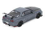 Nissan Skyline GT-R (R34) "Top Secret" RHD (Right Hand Drive) Stealth Gray with Carbon Hood "GTSHOW 2025 Event Edition" 1/64 Diecast Model Car by Inno Models-2