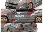 Nissan Skyline GT-R (R34) Z-Tune RHD (Right Hand Drive) Gray Metallic with Graphics "Indonesia Diecast Expo 2024 Exclusive Edition" 1/64 Diecast Model Car by Inno Models-3