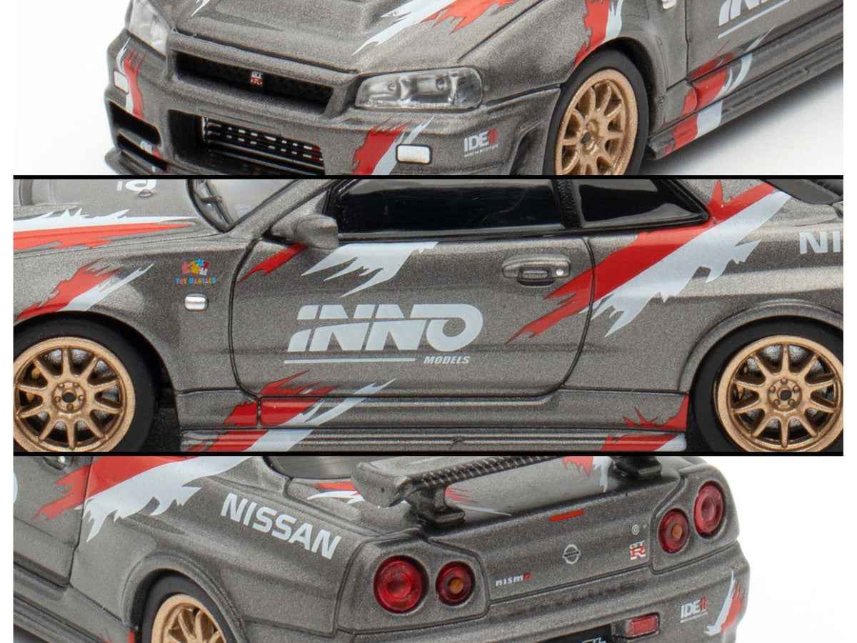 Nissan Skyline GT-R (R34) Z-Tune RHD (Right Hand Drive) Gray Metallic with Graphics "Indonesia Diecast Expo 2024 Exclusive Edition" 1/64 Diecast Model Car by Inno Models-3