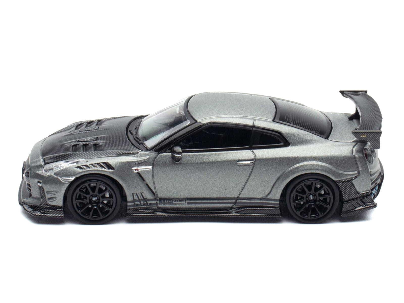 Nissan GT-R (R35) "Top Secret" RHD (Right Hand Drive) Gray Metallic with Carbon Hood "IAM Bangkok 2025 Event Edition" 1/64 Diecast Model Car by Inno Models