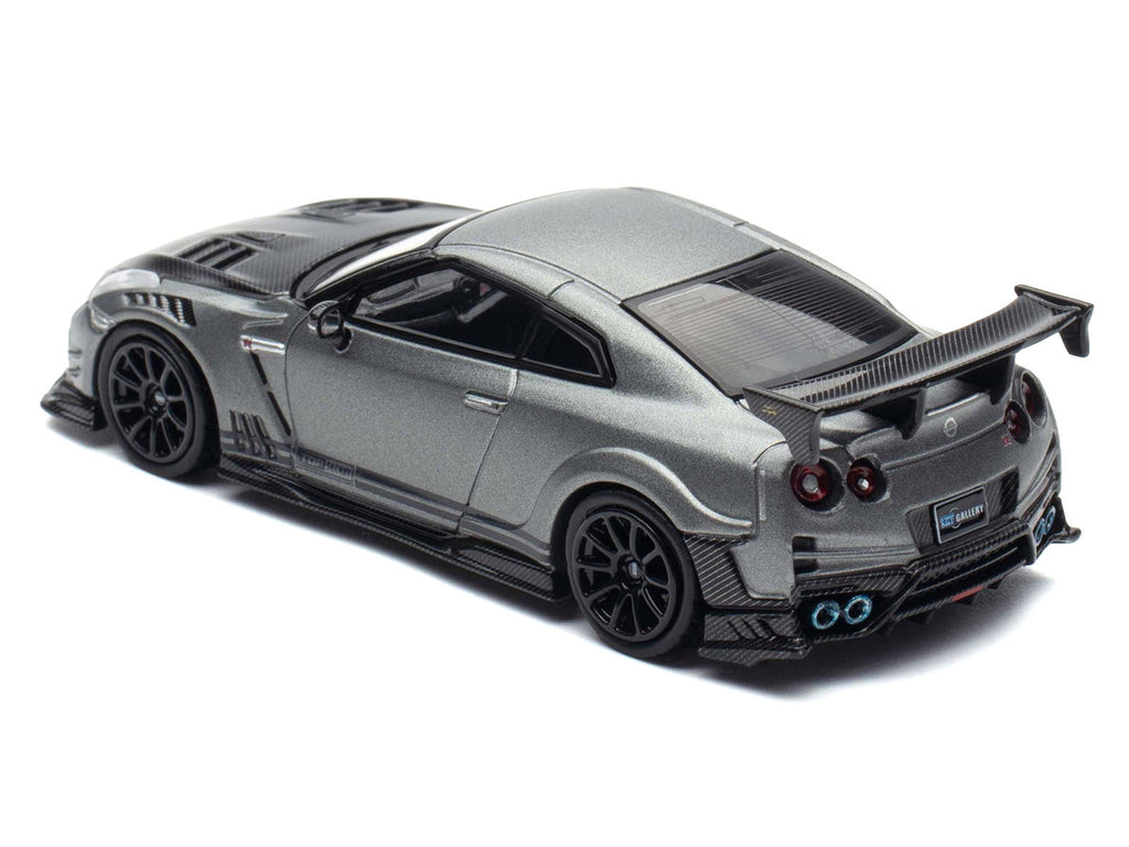 Nissan GT-R (R35) "Top Secret" RHD (Right Hand Drive) Gray Metallic with Carbon Hood "IAM Bangkok 2025 Event Edition" 1/64 Diecast Model Car by Inno Models-2