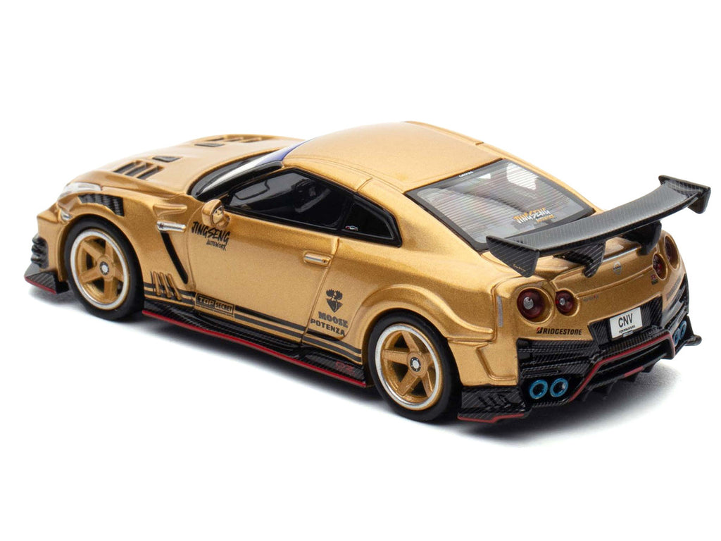 Nissan GT-R (R35) Top Secret Thailand RHD (Right Hand Drive) Gold Metallic "Thailand Diecast Expo 2025 Event Edition" 1/64 Diecast Model Car by Inno Models-1