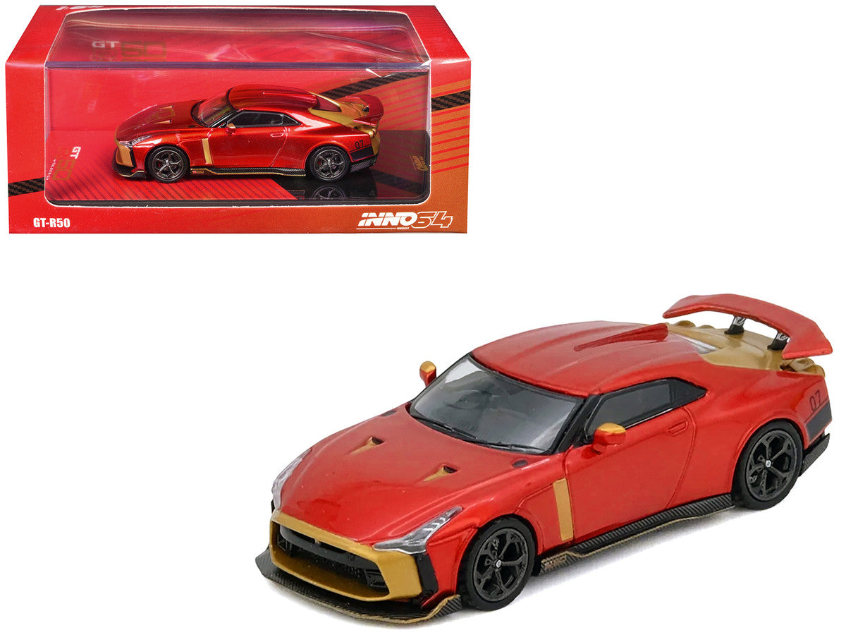 Nissan GT-R50 By ItalDesign Red Metallic with Gold Accents 1/64 Diecast Model Car by Inno Models-3