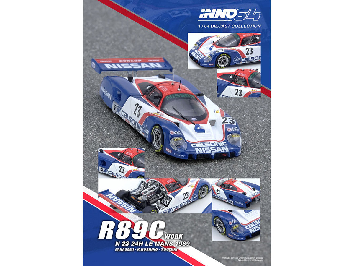 Nissan R89C #23 Masahiro Hasemi - Kazuyoshi Hoshino - Toshio Suzuki "24 Hours of Le Mans" (1989) 1/64 Diecast Model Car by Inno Models-3