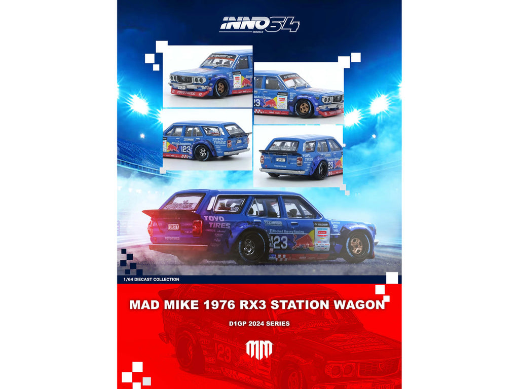 1976 Mazda RX3 Station Wagon RHD (Right Hand Drive) #12 "Mad" Mike Whiddett "D1 Grand Prix" (2024) 1/64 Diecast Model Car by Inno Models-0