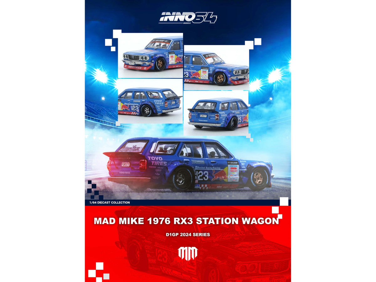 1976 Mazda RX3 Station Wagon RHD (Right Hand Drive) #12 "Mad" Mike Whiddett "D1 Grand Prix" (2024) 1/64 Diecast Model Car by Inno Models-0