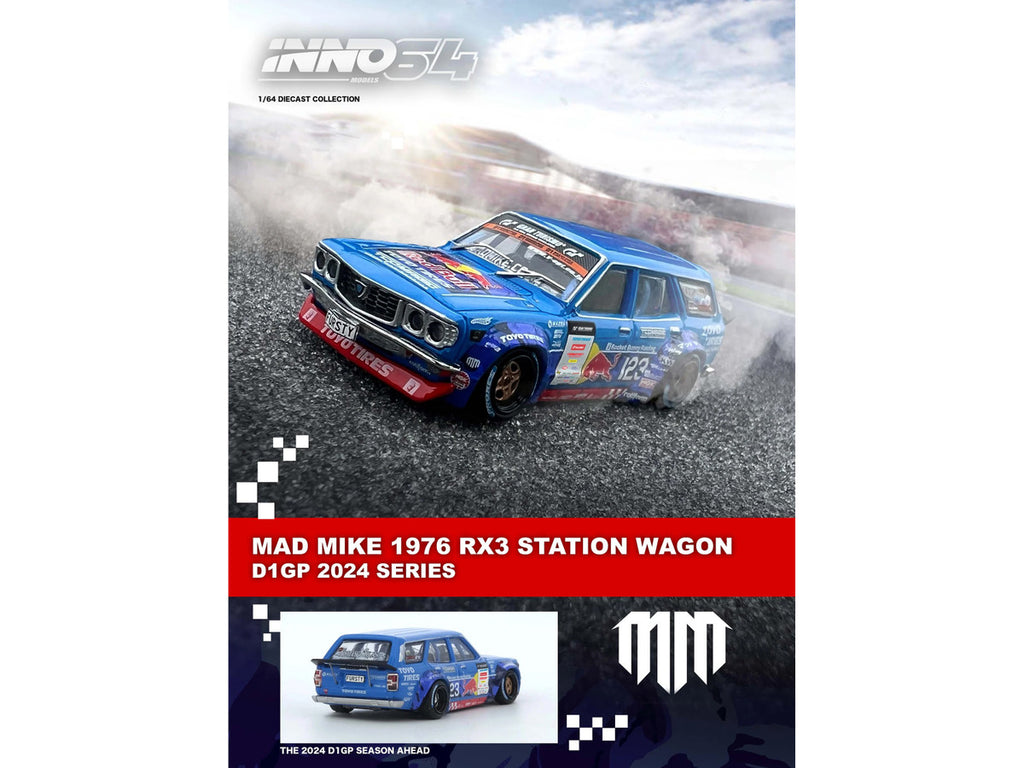 1976 Mazda RX3 Station Wagon RHD (Right Hand Drive) #12 "Mad" Mike Whiddett "D1 Grand Prix" (2024) 1/64 Diecast Model Car by Inno Models-1