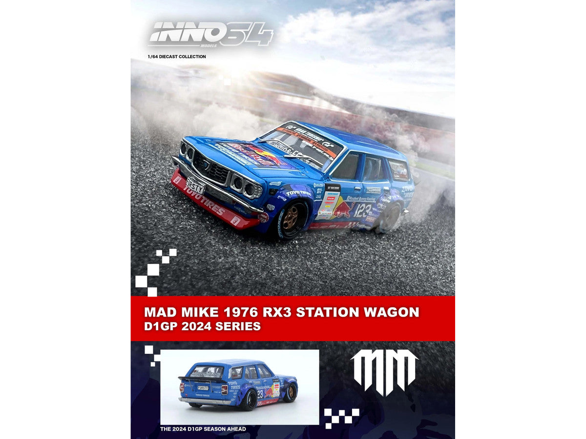 1976 Mazda RX3 Station Wagon RHD (Right Hand Drive) #12 "Mad" Mike Whiddett "D1 Grand Prix" (2024) 1/64 Diecast Model Car by Inno Models-1
