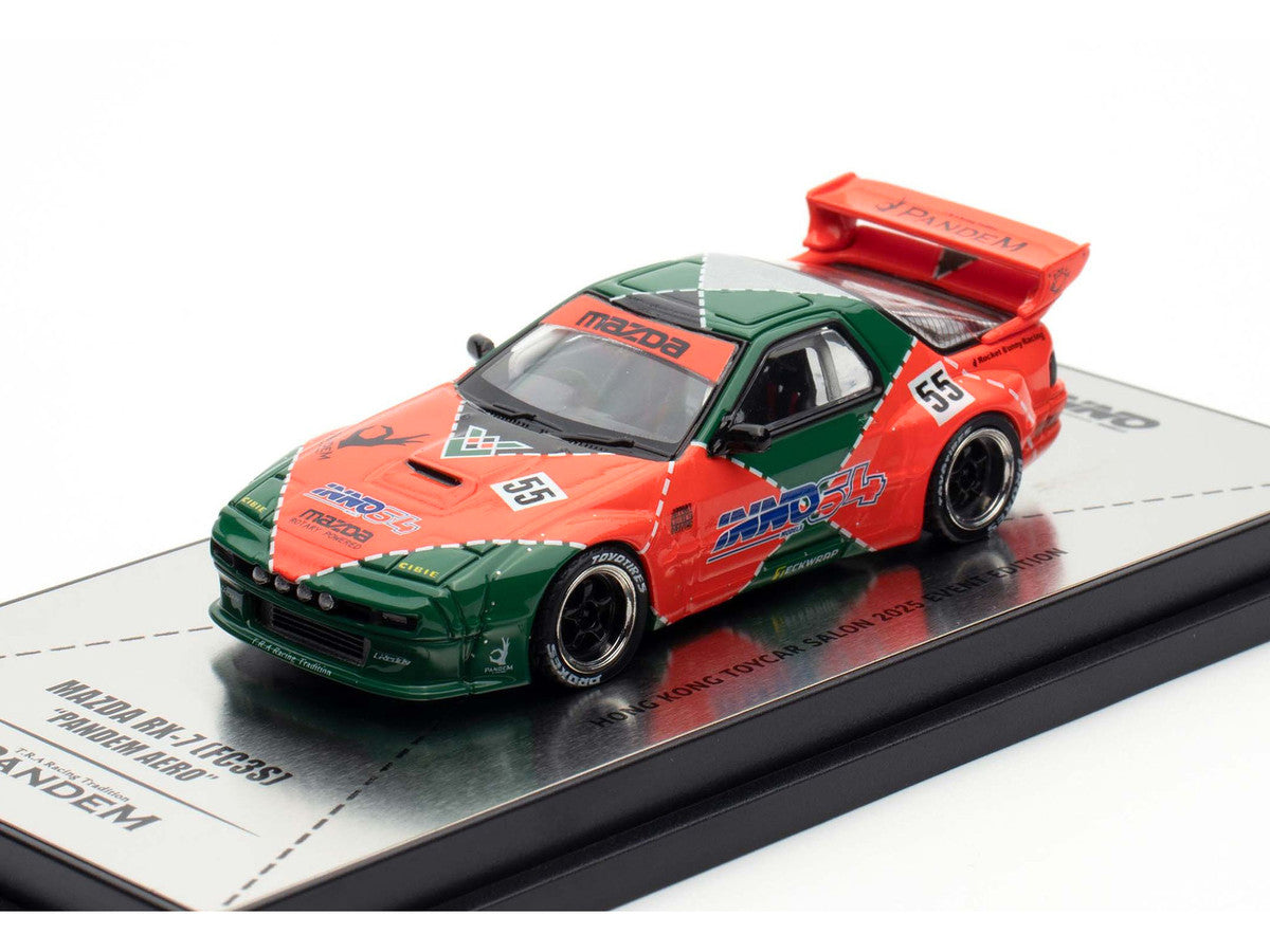 Mazda RX7 (FC3S) "Pandem Aero" RHD (Right Hand Drive) #55 Red and Green "Hong Kong Toycar Salon 2025 Event Edition" 1/64 Diecast Model Car by Inno Models-2