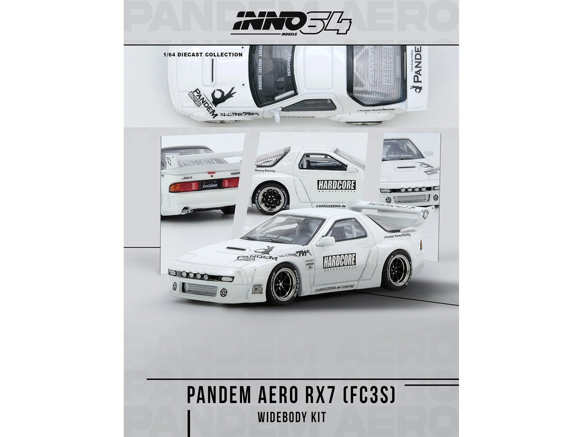 Mazda RX7 (FC3S) "Pandem Aero" Widebody Kit White with Graphics 1/64 Diecast Model Car by Inno Models-2