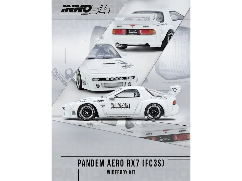 Mazda RX7 (FC3S) "Pandem Aero" Widebody Kit White with Graphics 1/64 Diecast Model Car by Inno Models-1