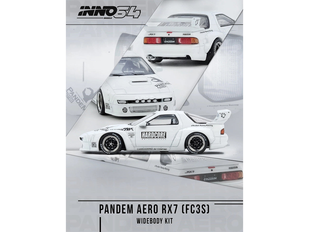 Mazda RX7 (FC3S) "Pandem Aero" Widebody Kit White with Graphics 1/64 Diecast Model Car by Inno Models-1