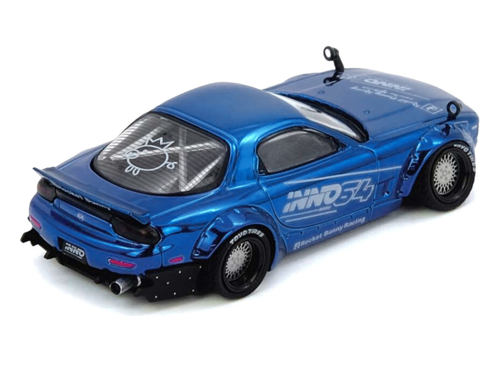 Mazda RX-7 (FD3S) RHD (Right Hand Drive) "Pandem Rocket Bunny" Blue Chrome "Tokyo Auto Salon 2026 Event Edition" 1/64 Diecast Model Car by Inno Models-0