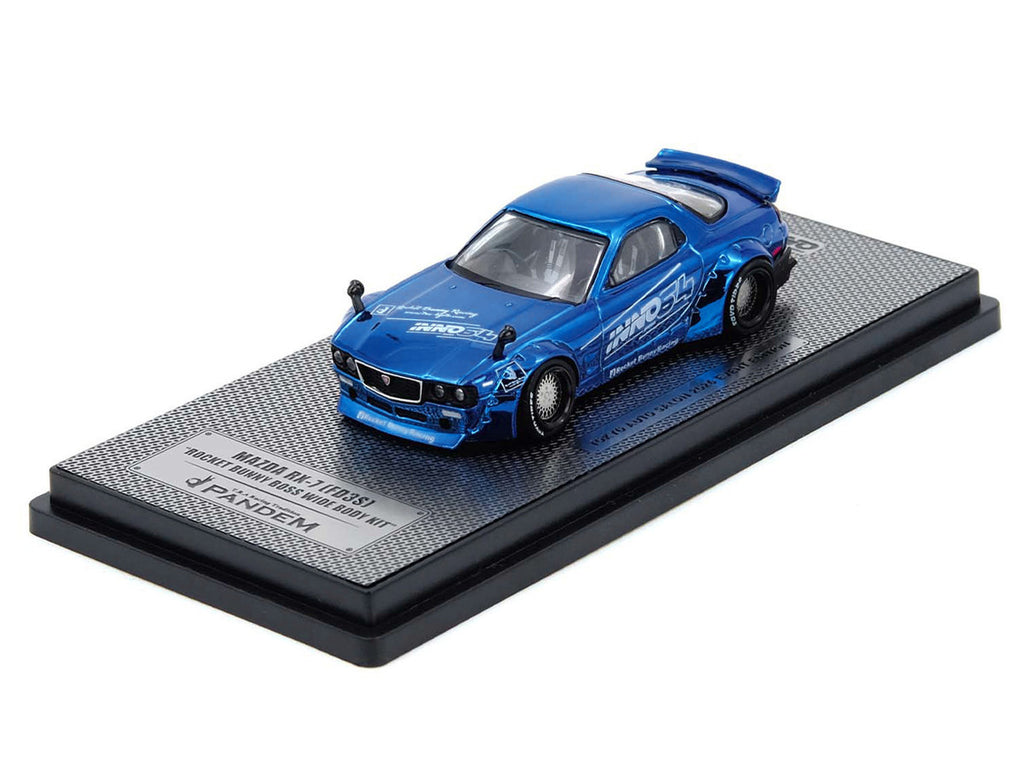 Mazda RX-7 (FD3S) RHD (Right Hand Drive) "Pandem Rocket Bunny" Blue Chrome "Tokyo Auto Salon 2026 Event Edition" 1/64 Diecast Model Car by Inno Models-1
