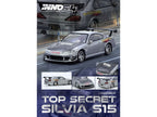 Nissan "Top Secret" Silvia (S15) RHD (Right Hand Drive) Silver Metallic with Carbon Hood 1/64 Diecast Model Car by Inno Models-3