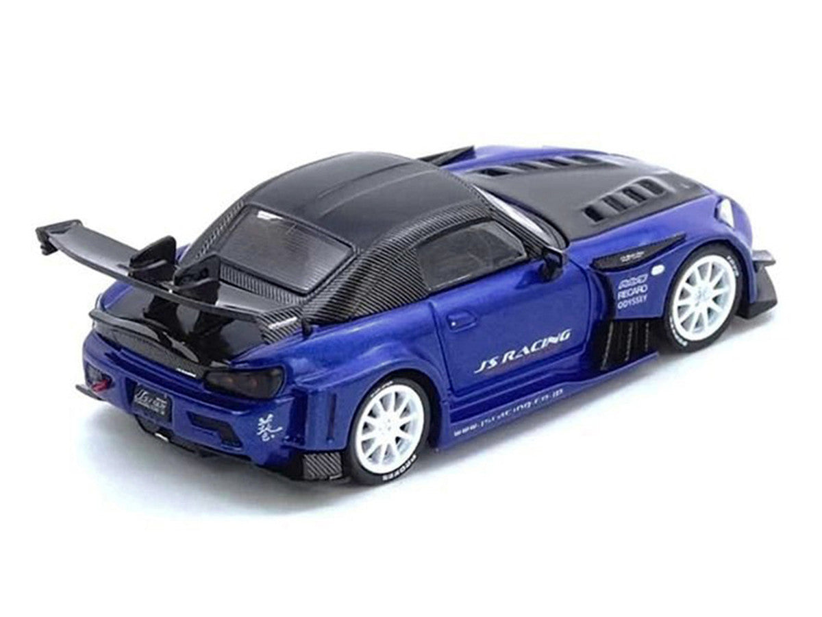 Honda S2000 RHD (Right Hand Drive) "J's Racing" Blue Metallic with Carbon Hood and Top 1/64 Diecast Model Car by Inno Models-3