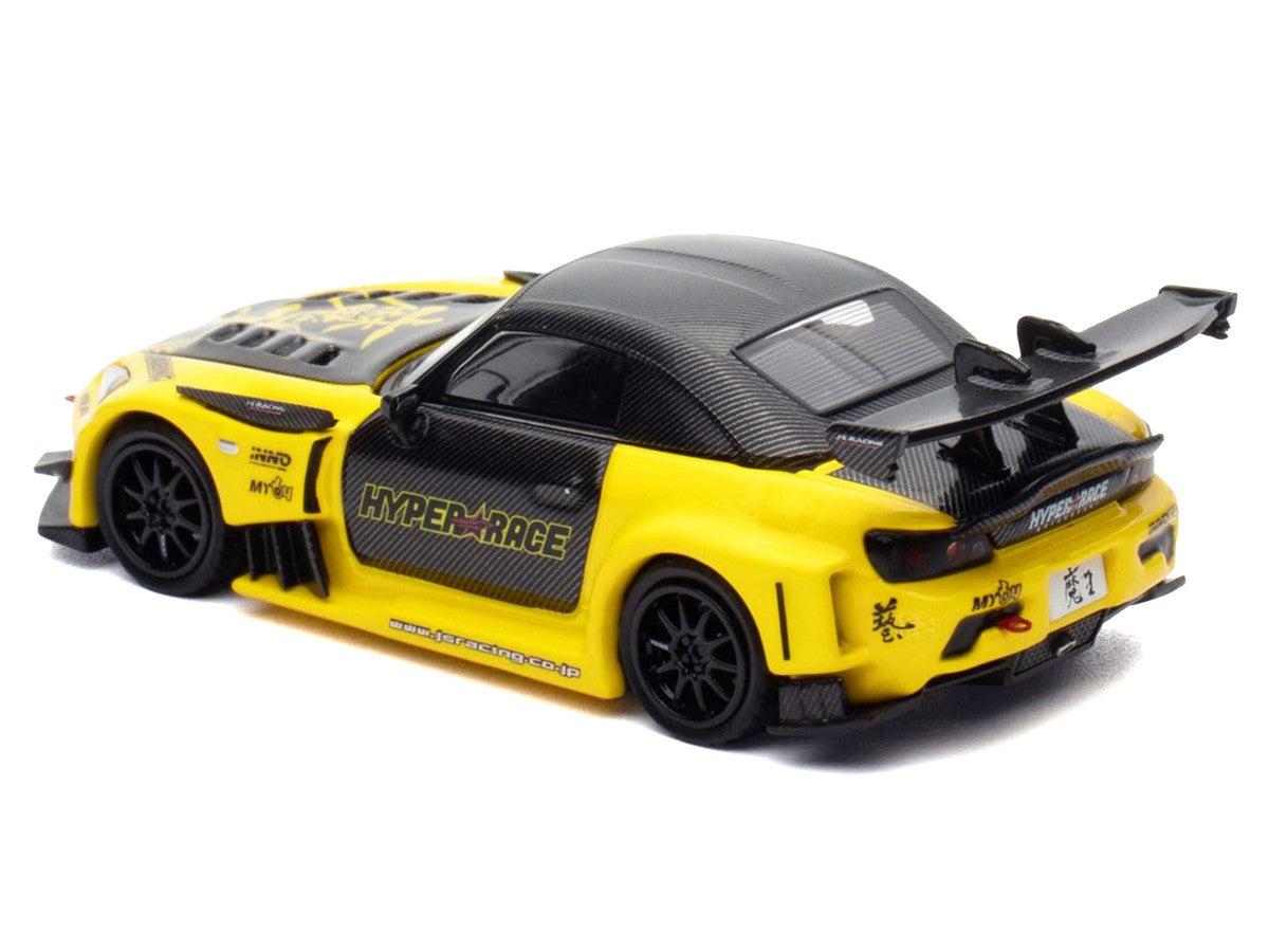 Honda S2000 RHD (Right Hand Drive) "J's Racing" Yellow with Carbon Hood and Top with Graphics "Tokyo Auto Salon Kuala Lumpur 2025 Event Edition" 1/64 Diecast Model Car by Inno Models-3