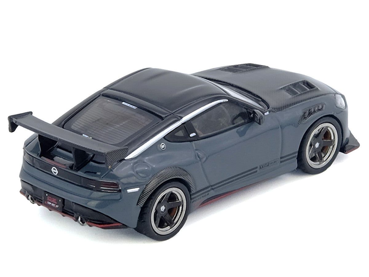 Nissan Fairlady Z "Top Secret" (RZ34) RHD (Right Hand Drive) Stealth Gray with Carbon Hood and Black Top 1/64 Diecast Model Car by Inno Models-1