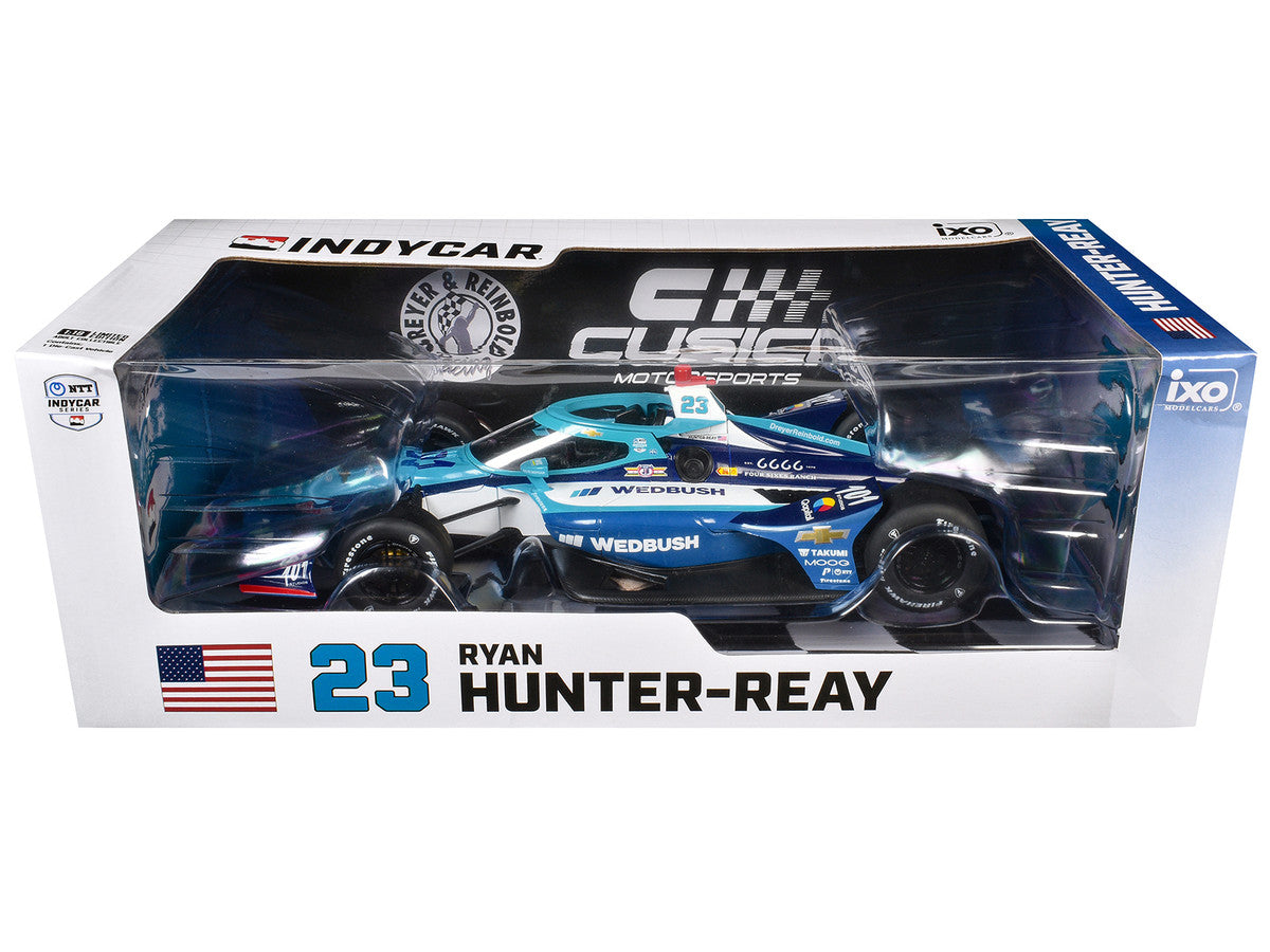 Dallara IndyCar #23 Ryan Hunter-Reay "Wedbush" Dreyer & Reinbold Racing - Cusick Motorsports "NTT IndyCar Series" (2025) 1/18 Diecast Model by IXO Models-0