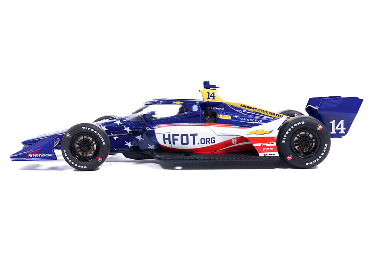 Dallara IndyCar #14 Santino Ferrucci "HFOT.Org" AJ Foyt Racing (Road Course Configuration) "NTT IndyCar Series" (2026) 1/18 Diecast Model Car by IXO Models-0