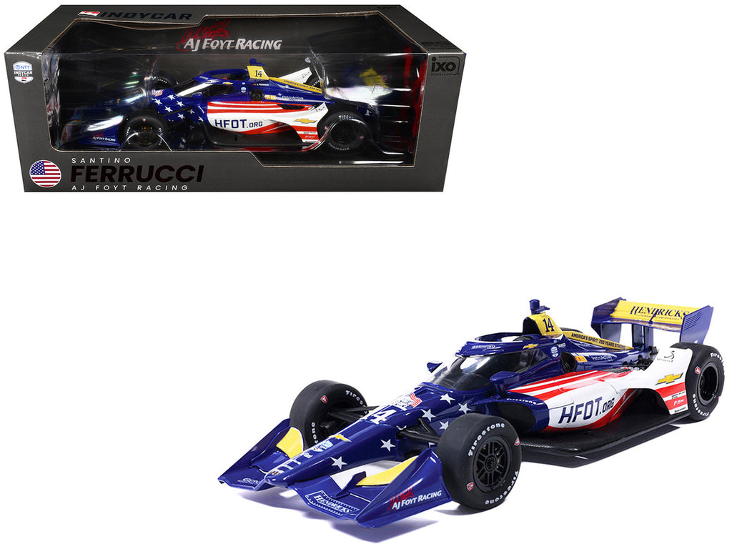 Dallara IndyCar #14 Santino Ferrucci "HFOT.Org" AJ Foyt Racing (Road Course Configuration) "NTT IndyCar Series" (2026) 1/18 Diecast Model Car by IXO Models-4