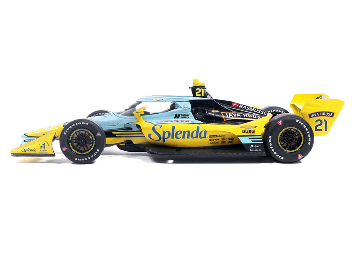 Dallara IndyCar #21 Christian Rasmussen "Splenda" Ed Carpenter Racing (Road Course Configuration) "NTT IndyCar Series" (2026) 1/18 Diecast Model Car by IXO Models-0