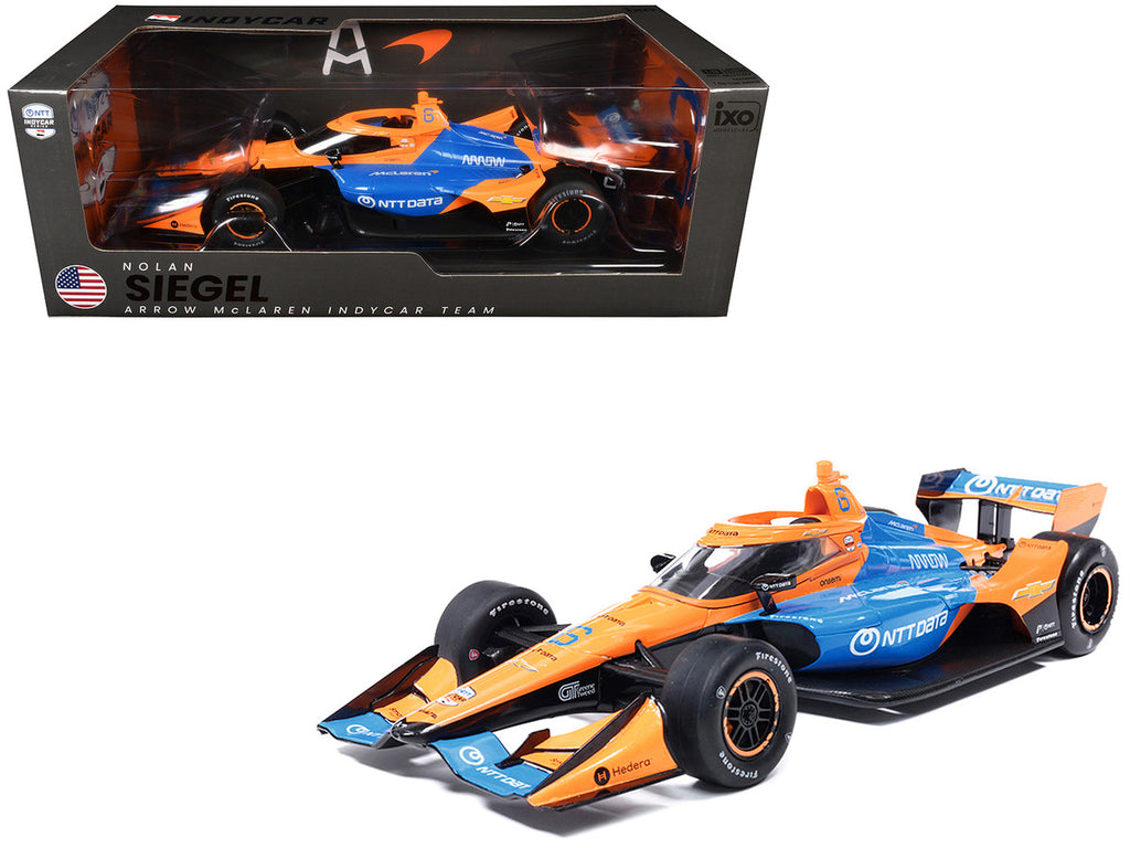 Dallara IndyCar #6 Nolan Siegel "NTT Data" Arrow McLaren (Road Course Configuration) "NTT IndyCar Series" (2026) 1/18 Diecast Model Car by IXO Models-4