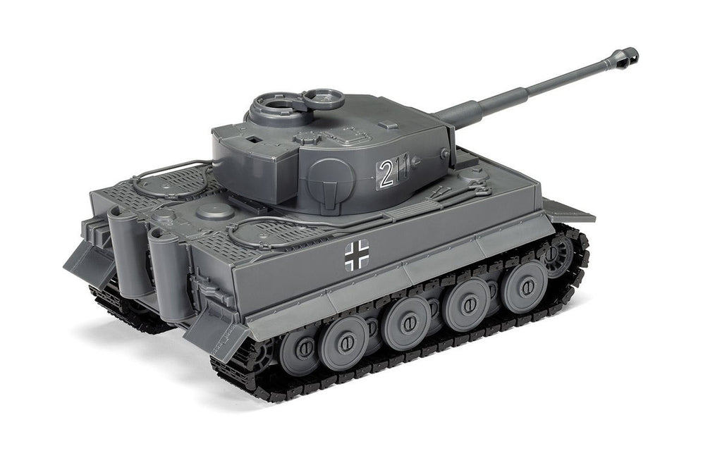 Skill 1 Model Kit Tiger I Tank "German Army" Snap Together Painted Plastic Model Tank Kit 1/35 Scale by Airfix Quickbuild-2
