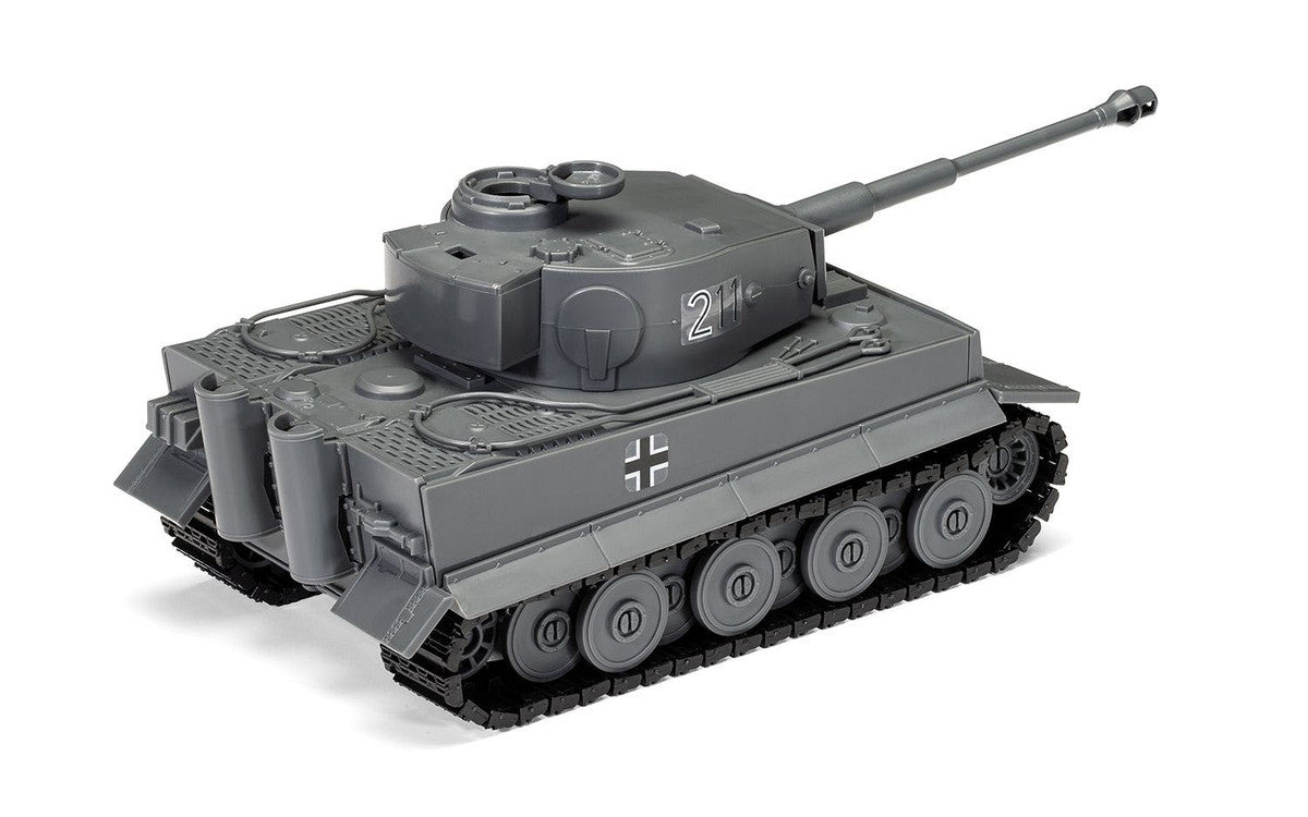 Skill 1 Model Kit Tiger I Tank "German Army" Snap Together Painted Plastic Model Tank Kit 1/35 Scale by Airfix Quickbuild-2